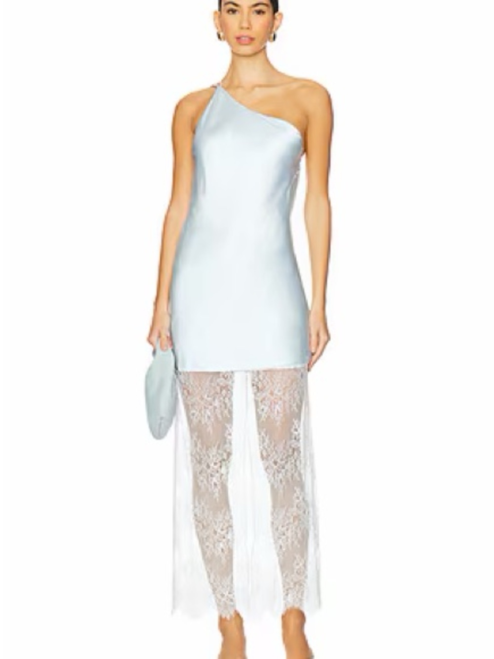 Shona Joy Labyrinth Lace One Shoulder Cowl Maxi Dress - Pale Blue | 8 - Picture 6 of 6